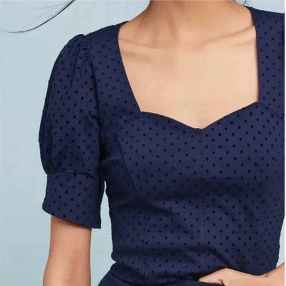 Maeve by Antropologie
Women's Sevigny Top Blue
Polka Dot Blouse Size small